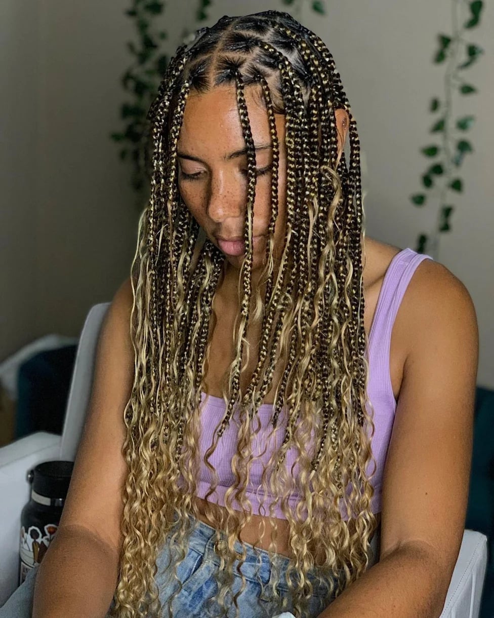 Mid-Back Platinum Blonde Thick Wavy Box Braids — Blonde Braids