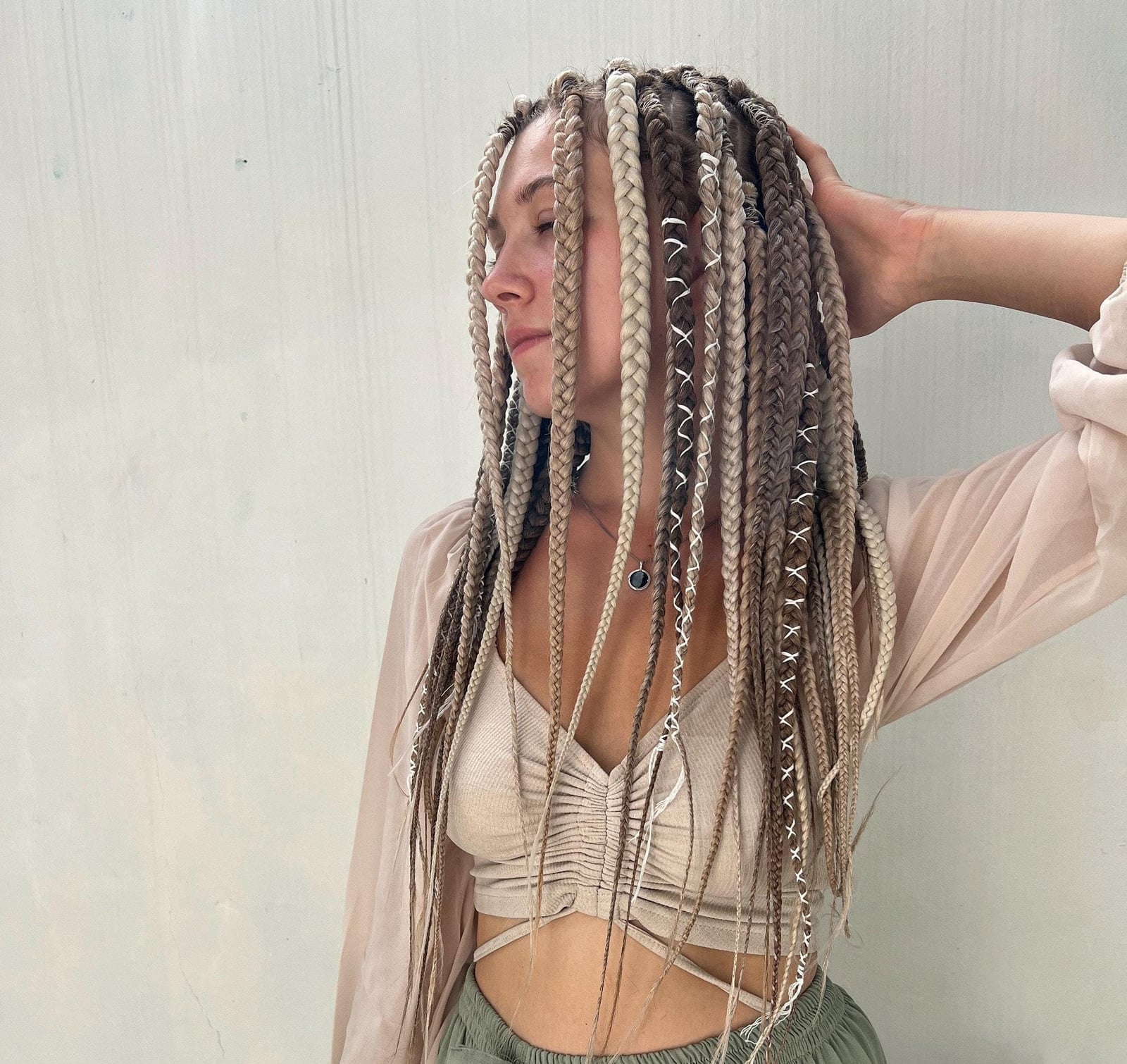 Mid-Back Box Braids Mixed Ash Beige Blonde — Blonde Braids
