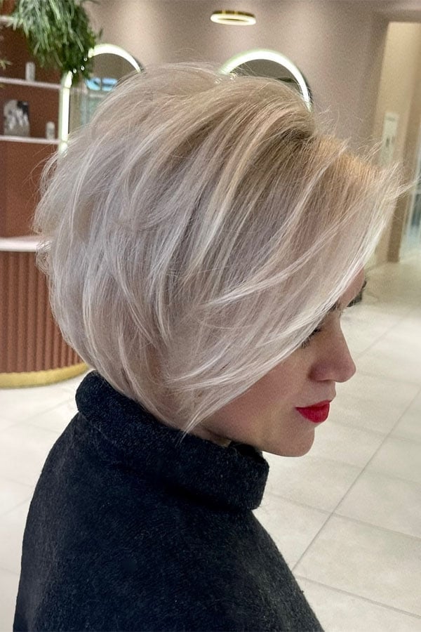 Voluminous Layered Ash Blonde Bob — Blonde Short Hair