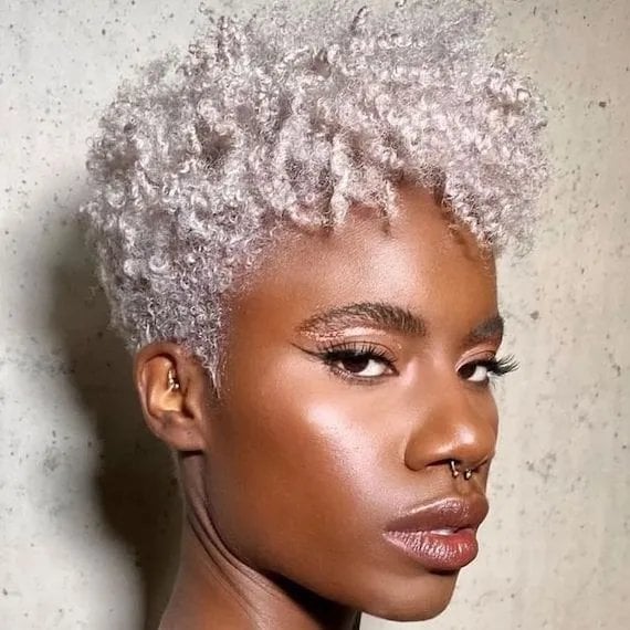 Silver Blonde Pixie With Defined Curls — Blonde Short Hair