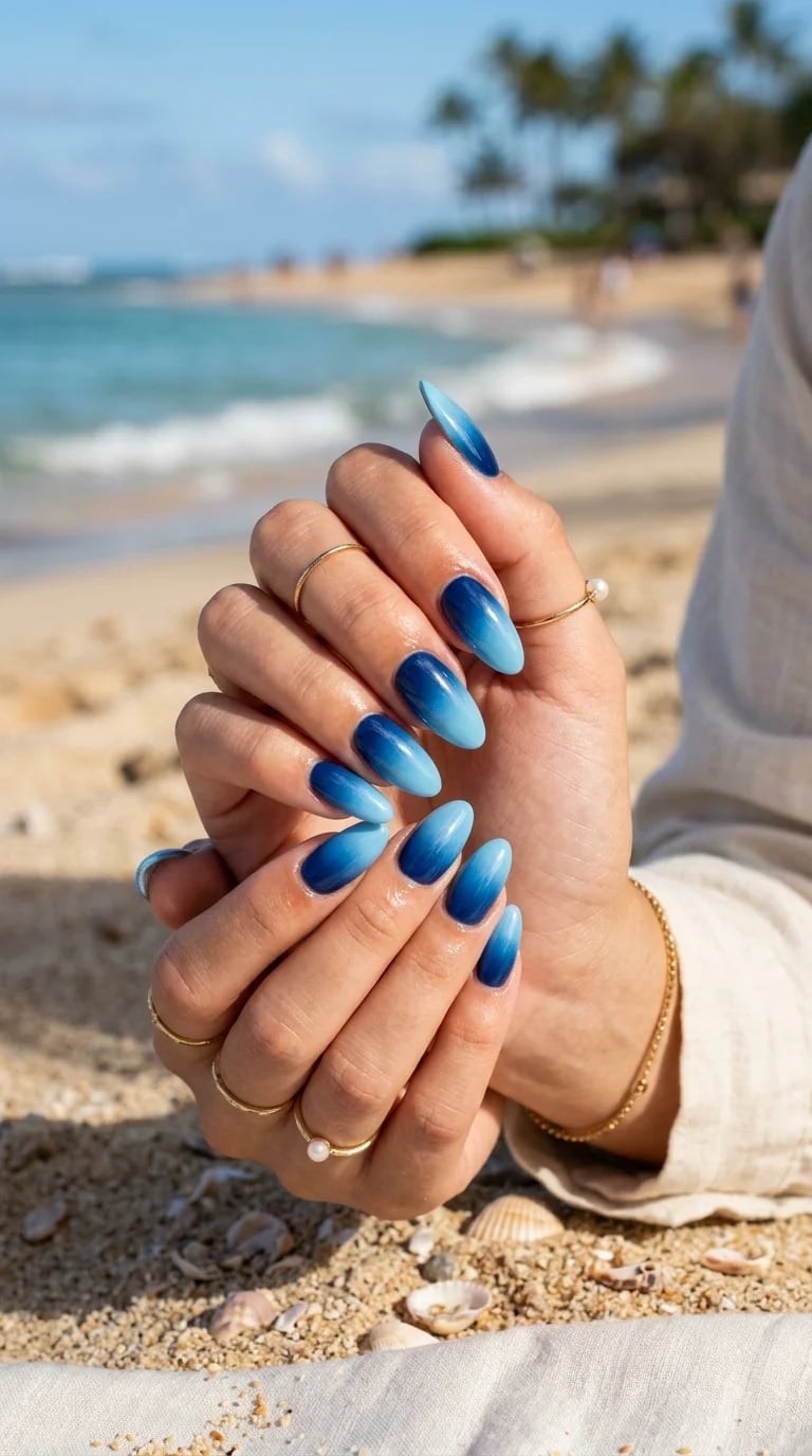 Deep Navy Blue Glossy Medium Coffin Nails Deep Navy Blue Glossy Medium Coffin Nails — Blue Nails