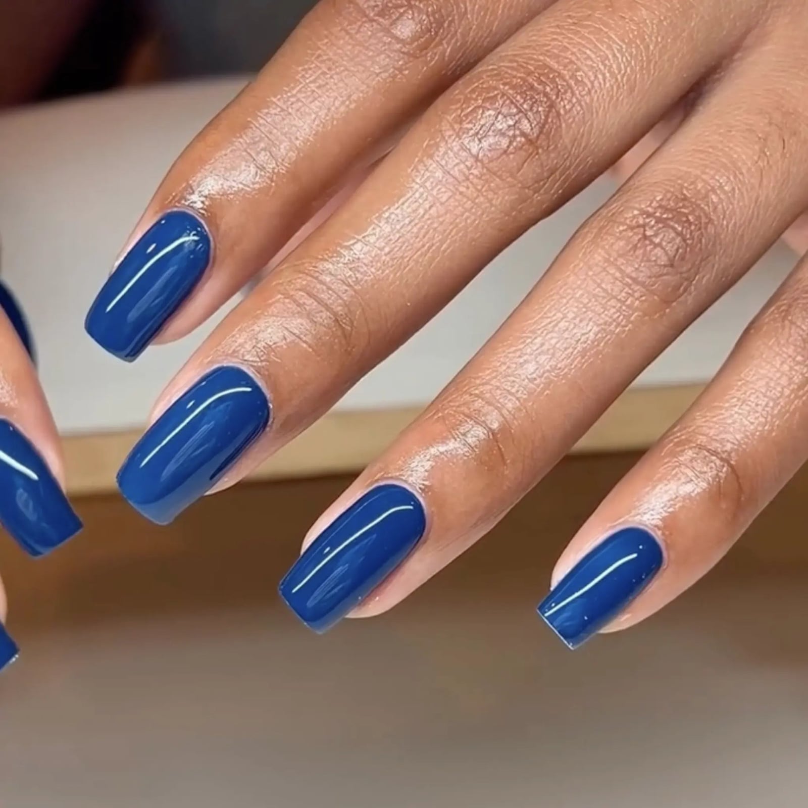 Deep Blue Glossy Short Square Nails Deep Blue Glossy Short Square Nails — Blue Nails