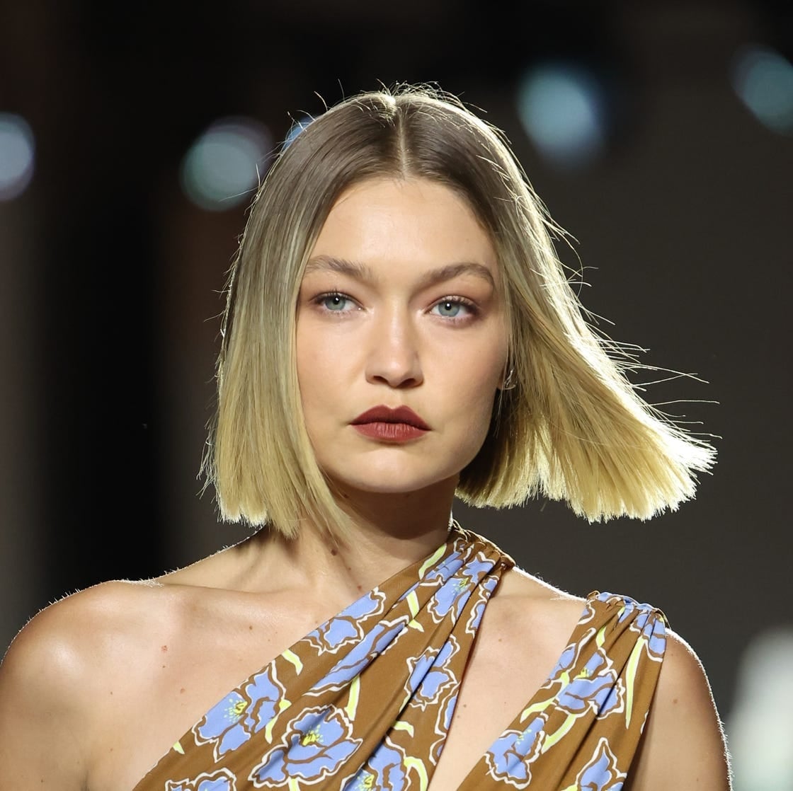 Glossy Chin Length Ash Blonde Bob — Blunt Bob