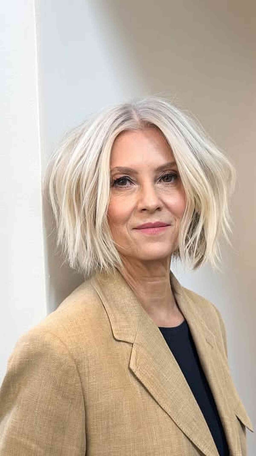Chin Bob With Tousled Curtain Bangs — Bob for Fine Hair