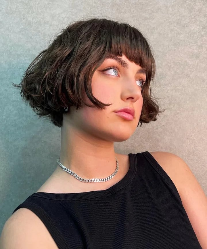Edgy Dark Brown Bob With Micro Bangs — Bob Hairstyles