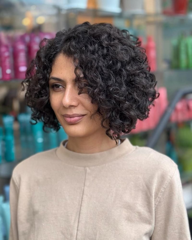 Collarbone Bob With Short Curly Bangs — Bob with Curls