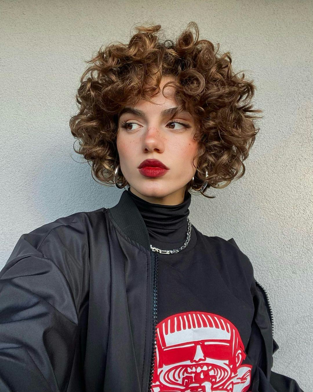 Chin Bob With Defined Curls And Curtain Bangs — Bob with Curls
