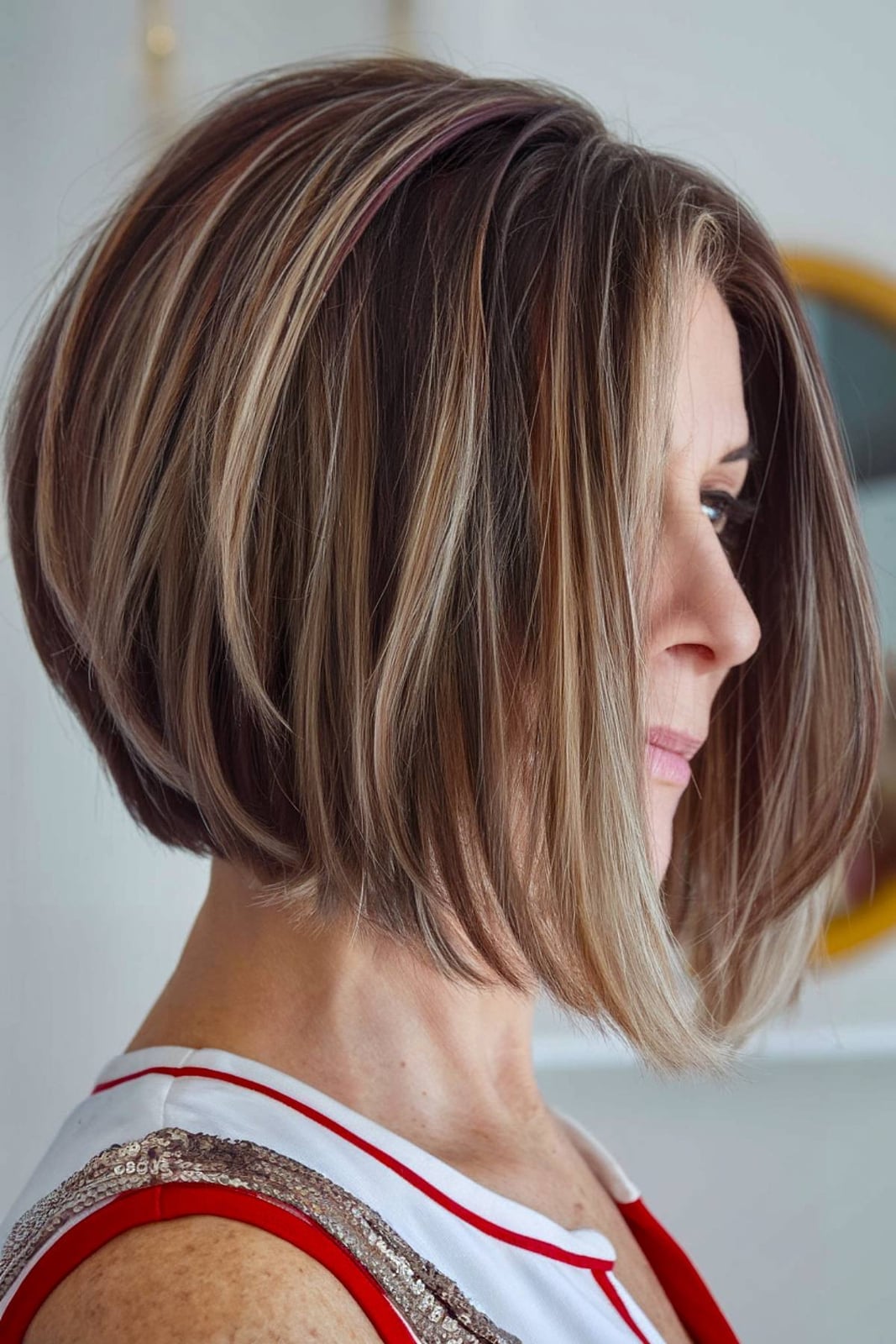 Collarbone Stacked Bob With Blonde Highlights — Bob with Highlights