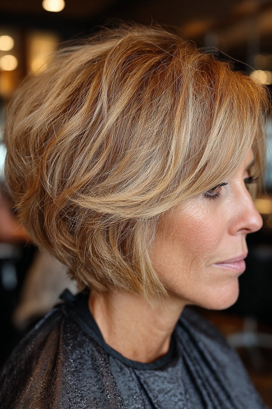 Chin Length Layered Bob Soft Blonde Highlights — Bob with Highlights