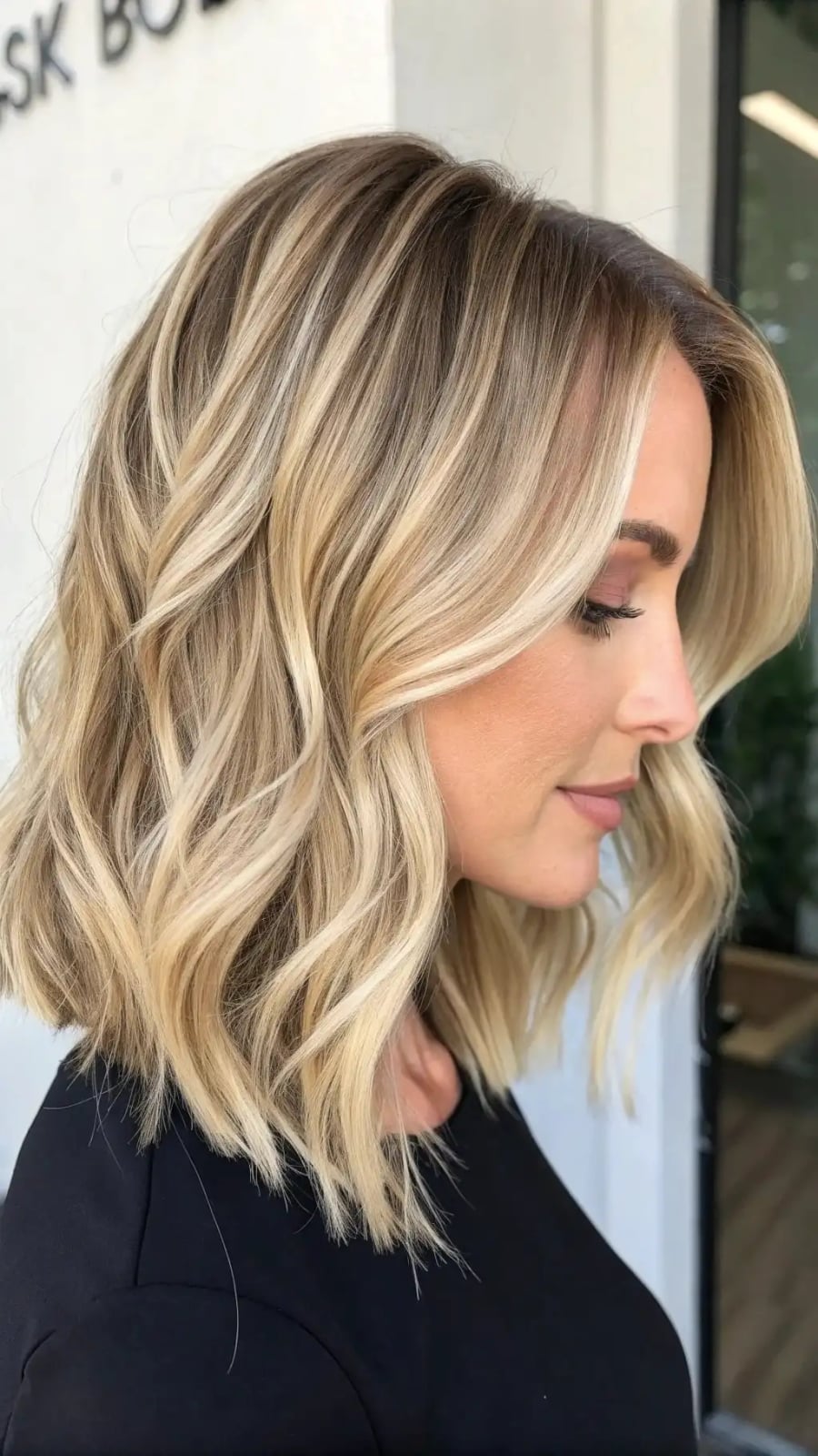 Collarbone Bob Side Part With Balayage Highlights — Bob with Highlights