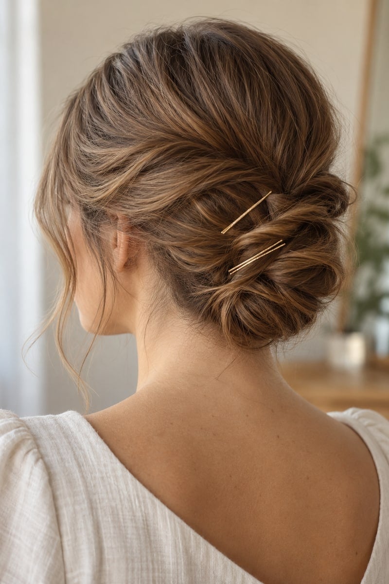 Twisted Bun With Gold Bobby Pins Twisted Bun With Gold Bobby Pins — Bobby Pins Hairstyles