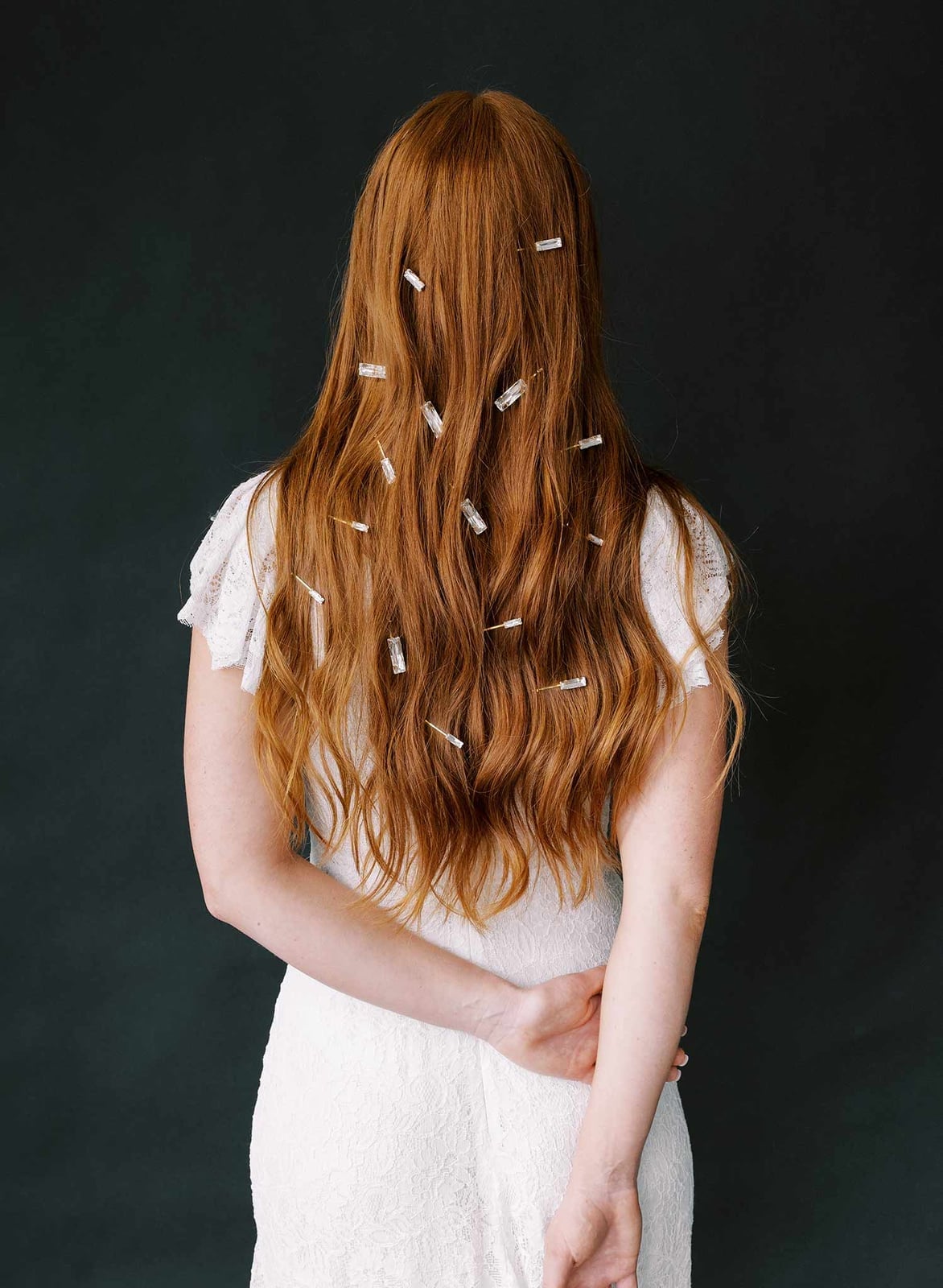 Mid-Back Red Waves With Scattered Pins Mid-Back Red Waves With Scattered Pins — Bobby Pins Hairstyles