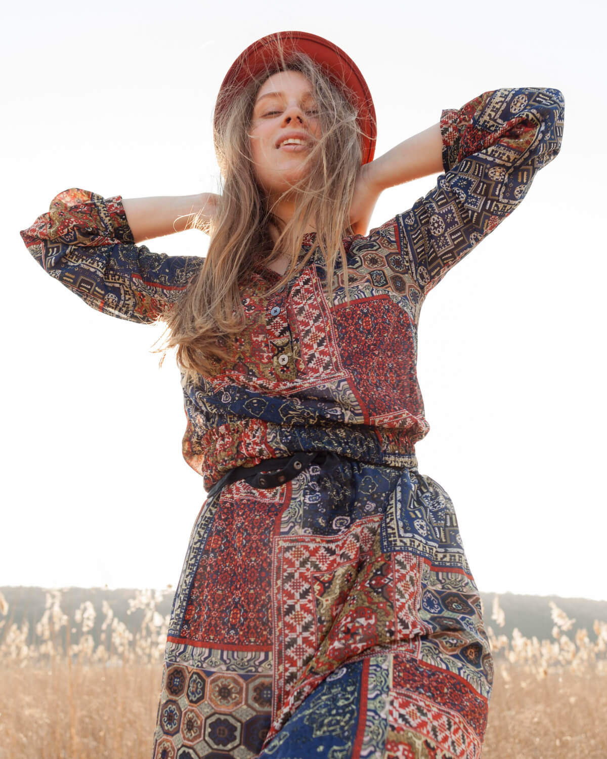 Patchwork Print Top and Pants Set — Boho Chic Outfits
