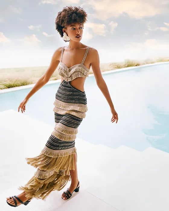 Midi Dress With Cut-Out Waist and Fringe — Boho Chic Outfits