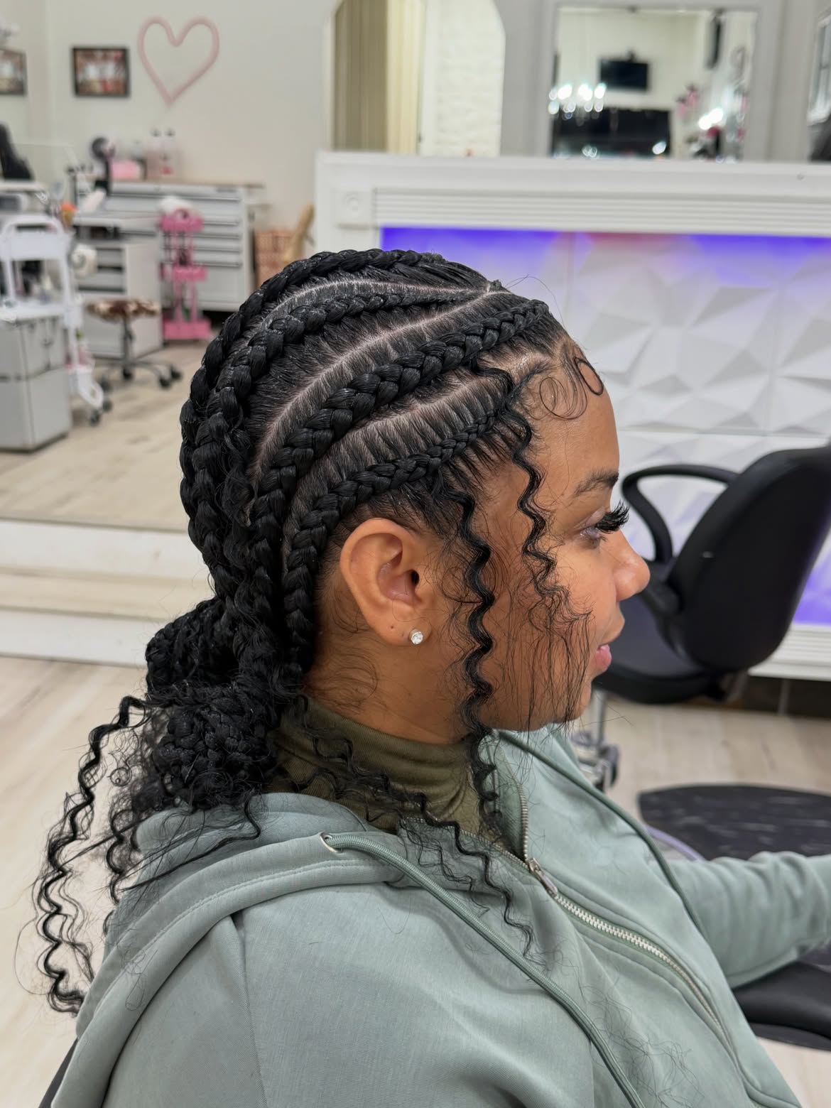 Boho Feed In Cornrows With Curly Ends