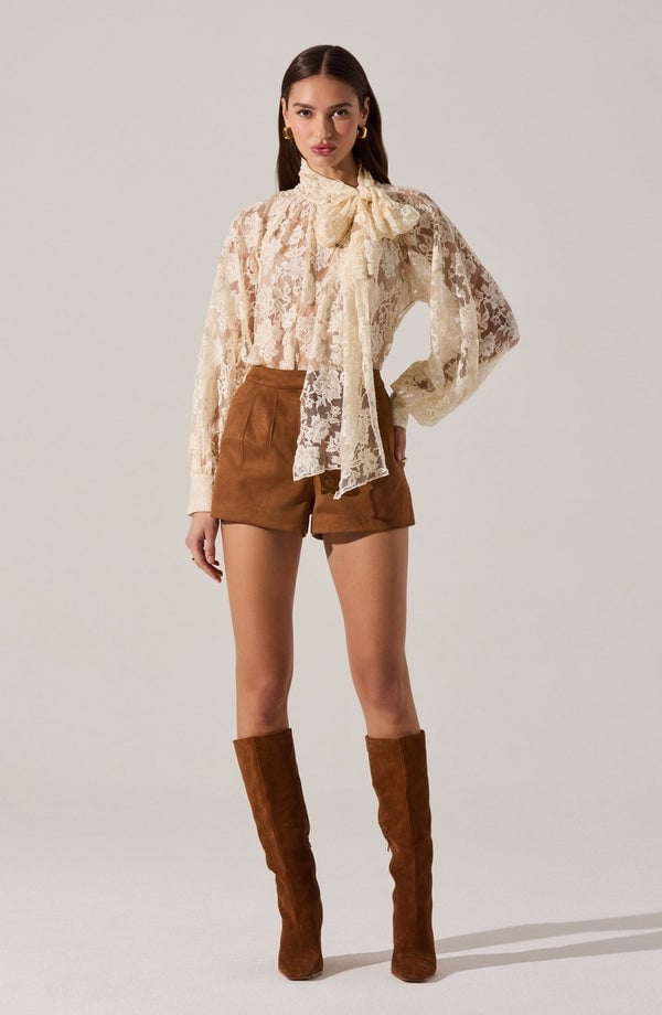 Lace Blouse With Suede Shorts — Boho Outfits
