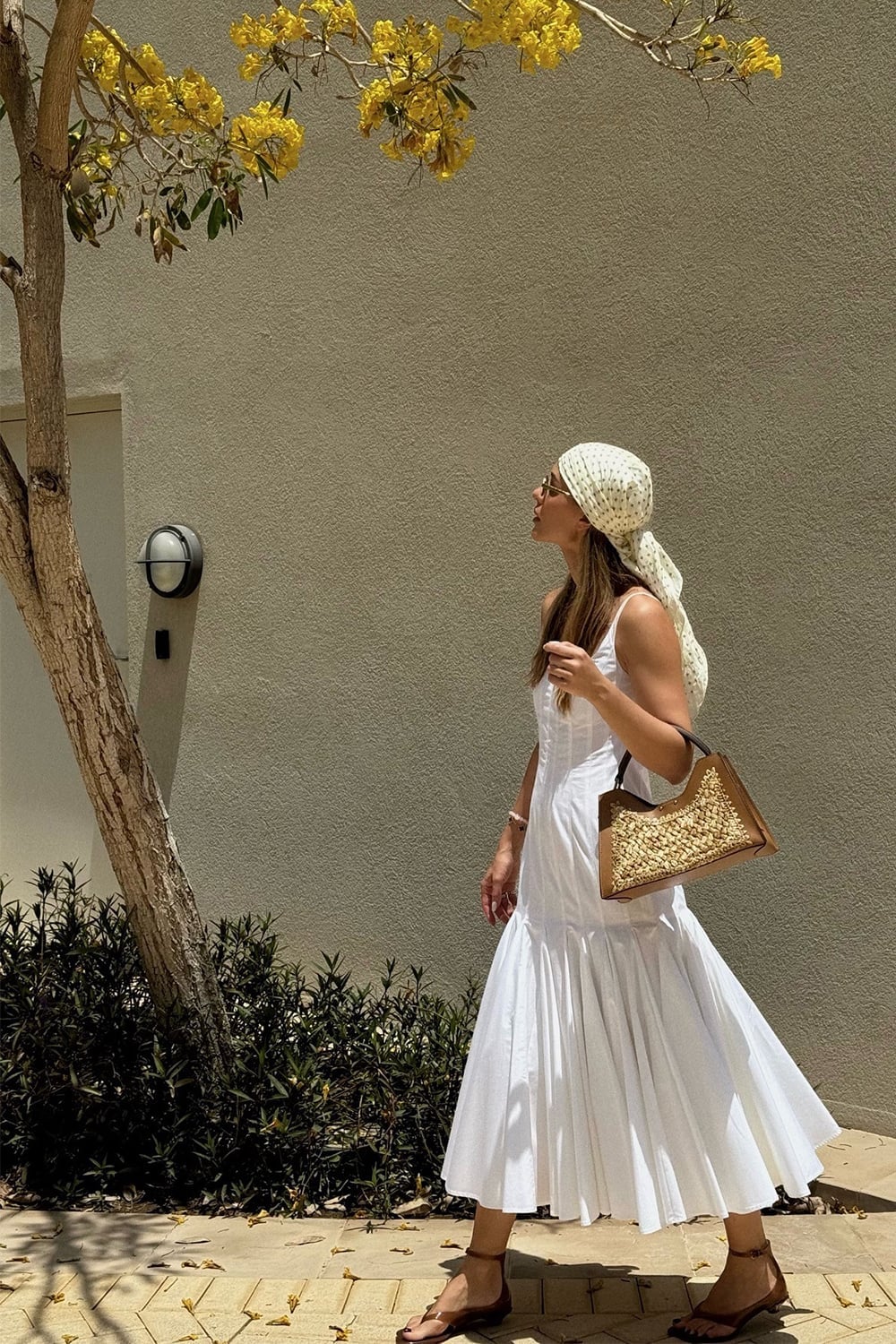 Tiered Cotton Maxi Dress With Headscarf — Boho Outfits