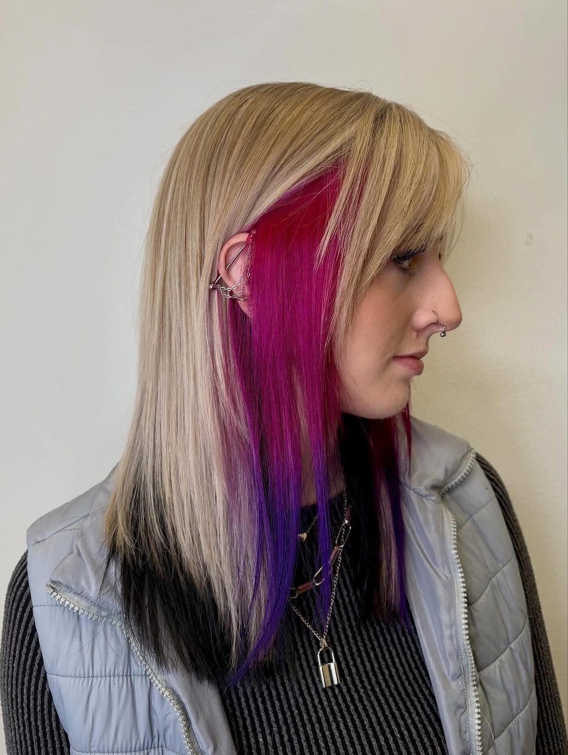 Bold Pink and Purple Underlayer Peekaboo Hairstyle