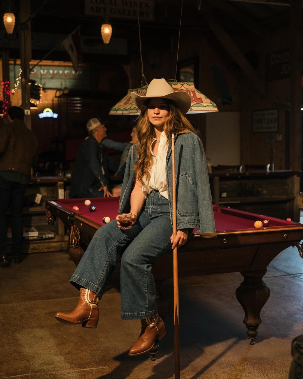 Western-inspired Wide Leg Jeans and Cowboy Boots — Boots Outfit Jeans