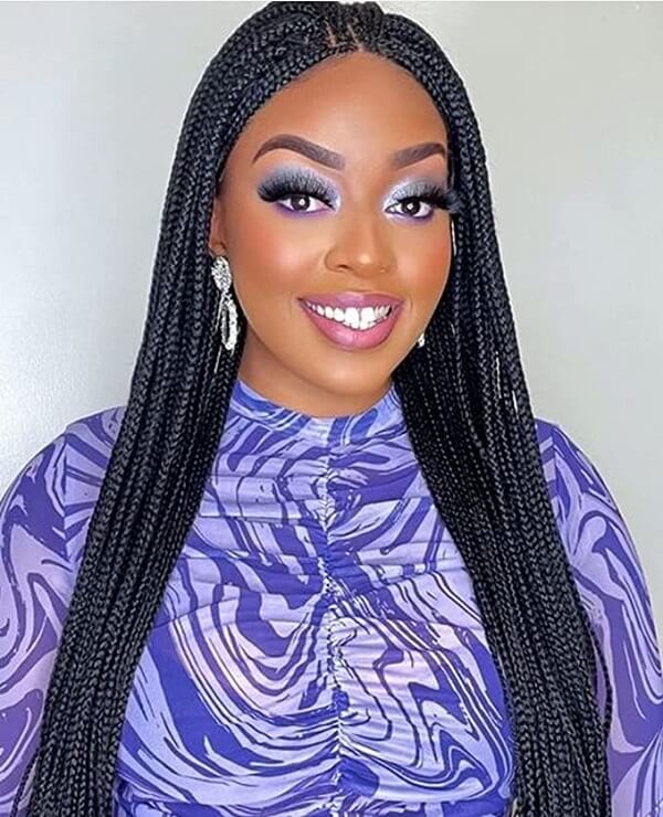 Chin Length Black Box Braid Bob — Box Braids