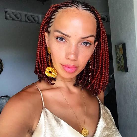 Shoulder Length Red Ombre Box Braids