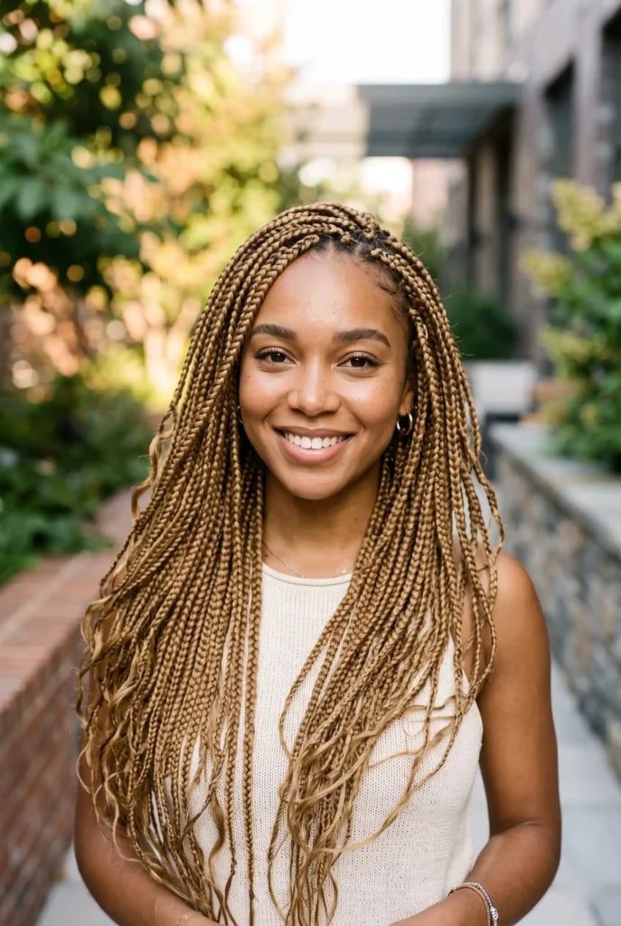 Mid-Back Uniform Black Box Braids, Middle