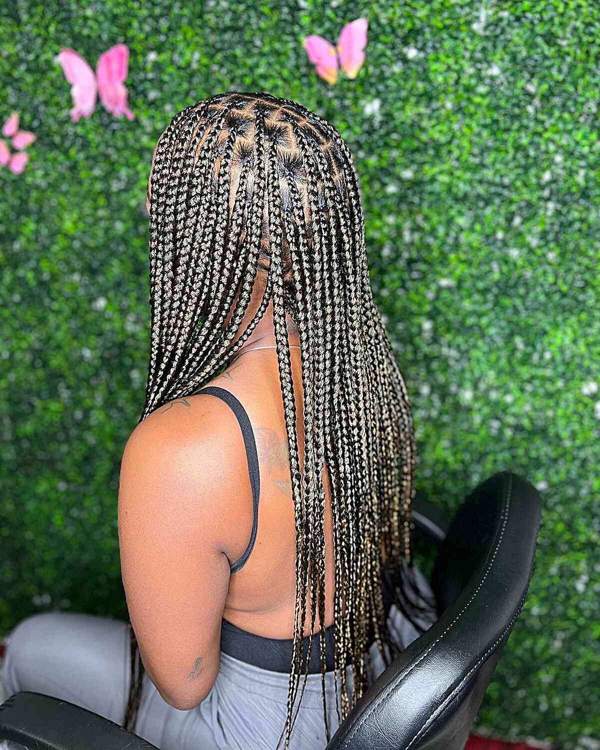 Mid-Back Box Braids With Blonde Highlights Mid-Back Box Braids With Blonde Highlights — Box Braids Hairstyles