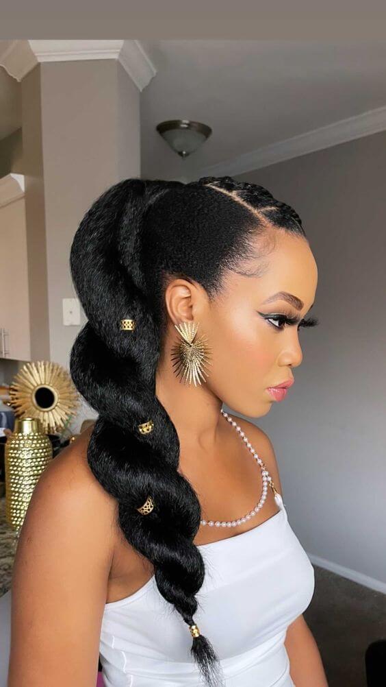 Side View Braided Ponytail With Cornrows