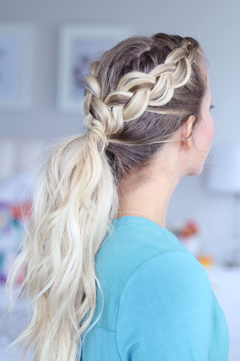 Ash Blonde Ponytail With Chunky Braid — Braided Ponytail