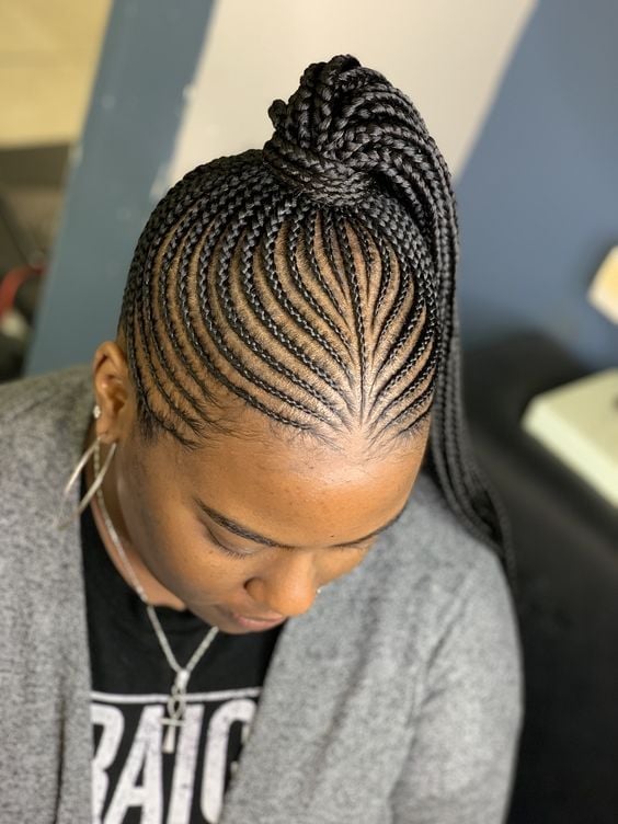 Sleek High Ponytail With Intricate Scalp Braids — Braided Ponytail
