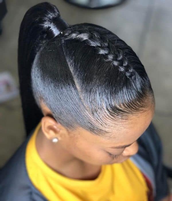 Sleek Ponytail With Single Braid Detail — Braided Ponytail