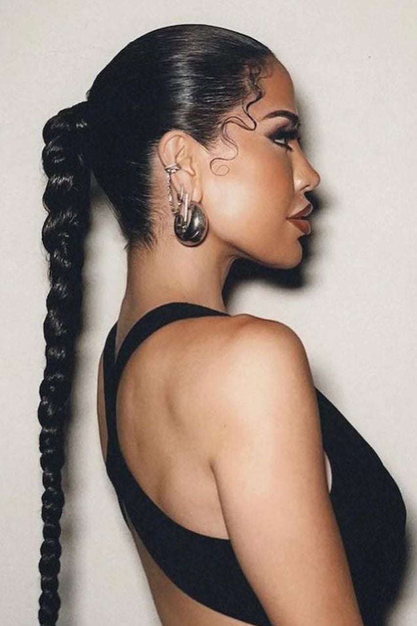 Sleek Thick Braided Ponytail — Braided Ponytail Hairstyles Black