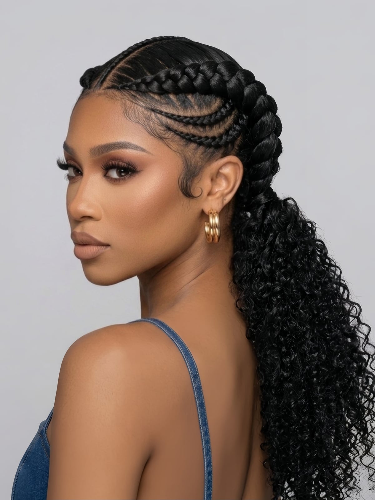 Braided Ponytail With Curly Extensions — Braided Ponytail Hairstyles Black