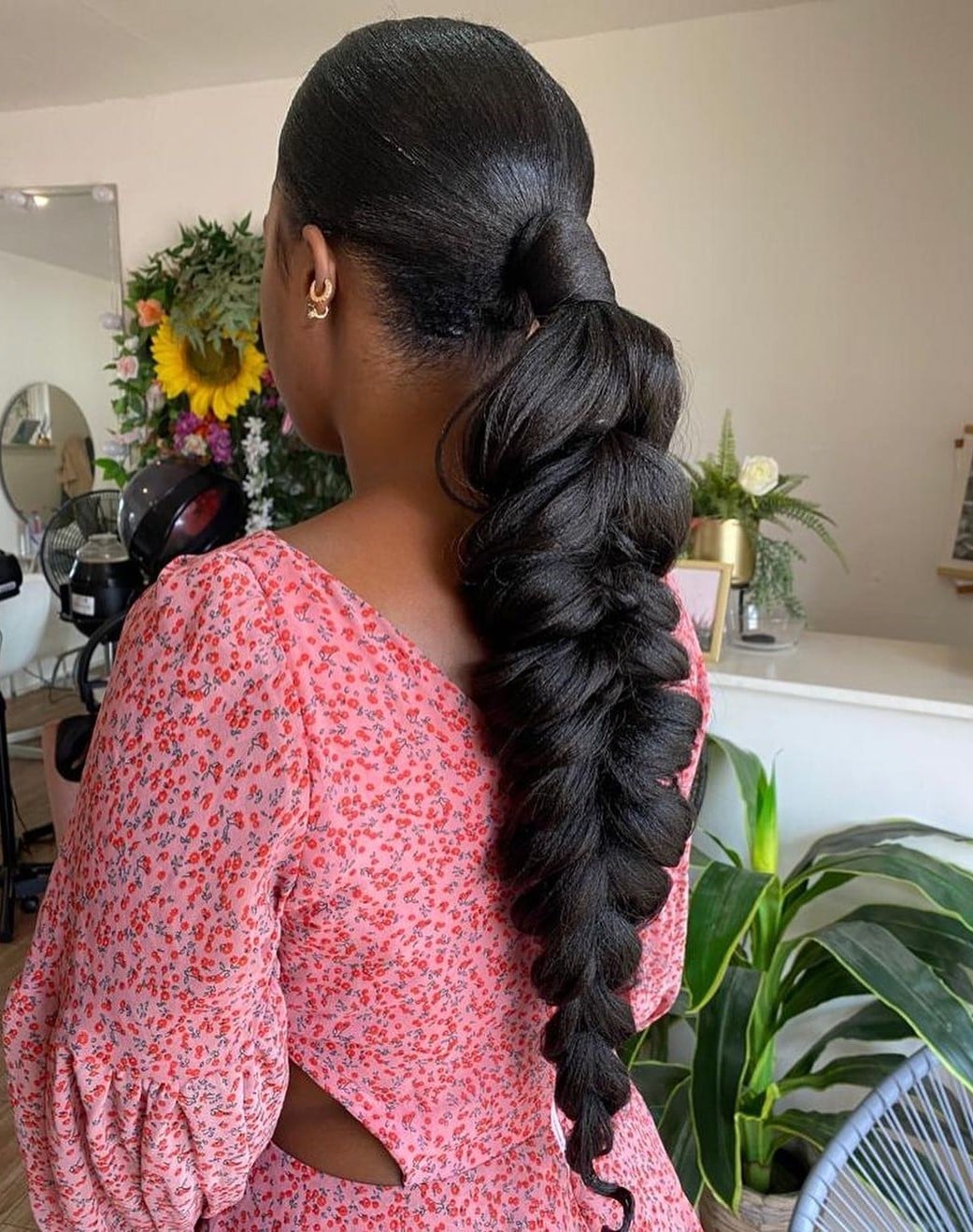 Voluminous Textured Braided Ponytail — Braided Ponytail Hairstyles Black