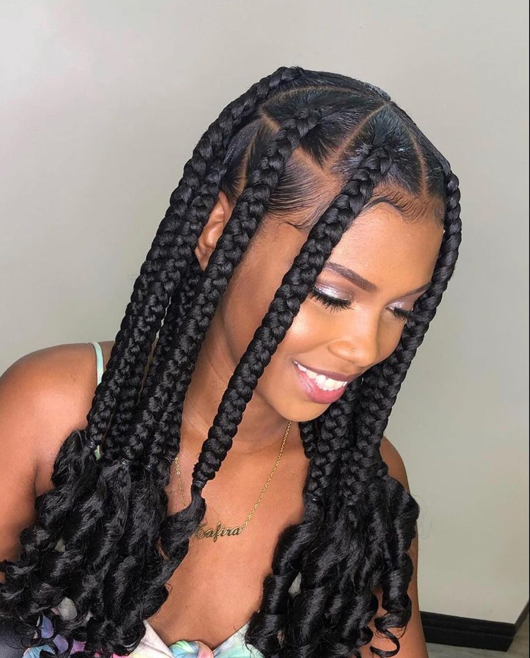 Waist-Length Box Braids With Voluminous Curls Waist-Length Box Braids With Voluminous Curls — Braiding Hair