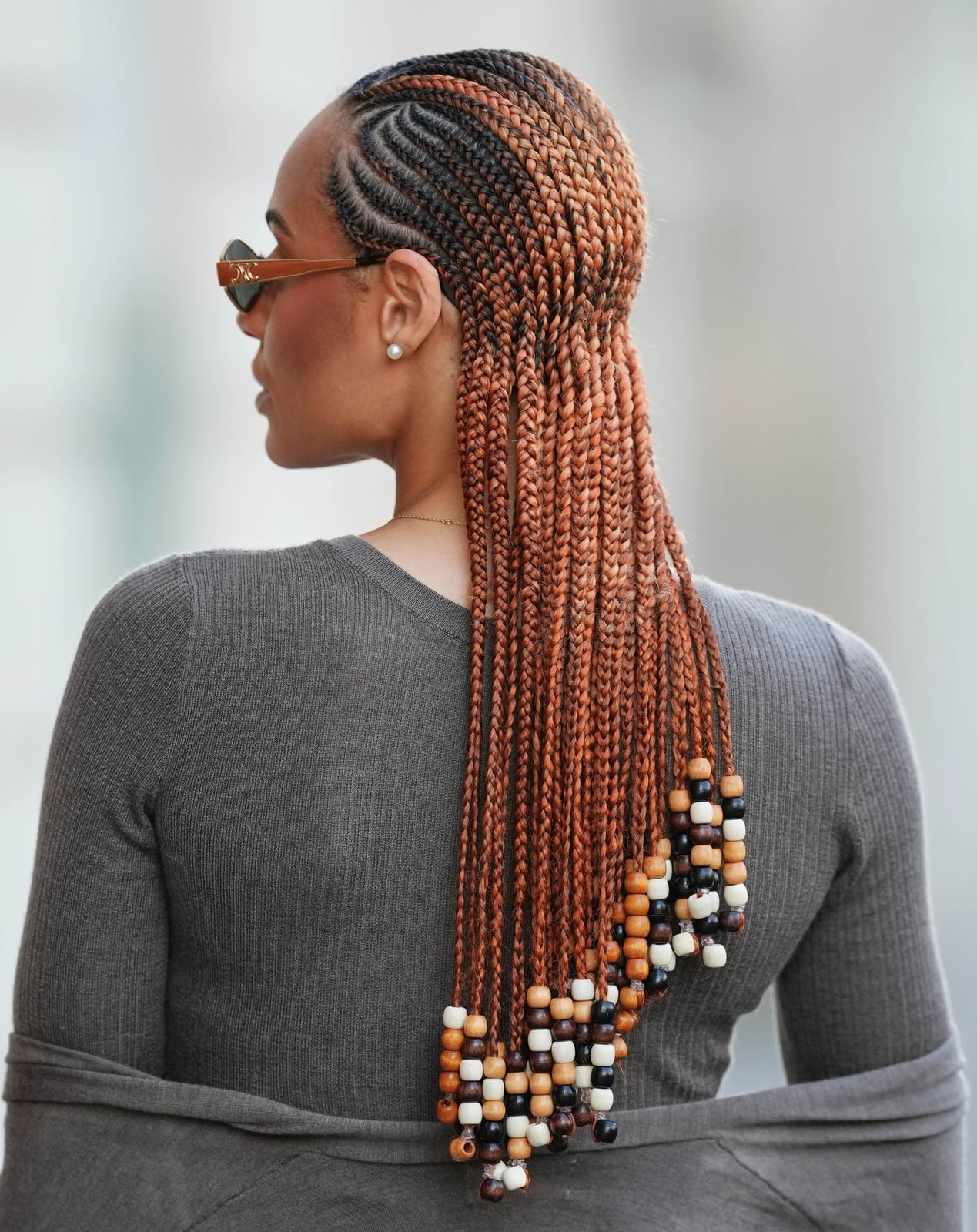 Vibrant Orange Box Braids With Wooden Beads Vibrant Orange Box Braids With Wooden Beads — Braiding Hair