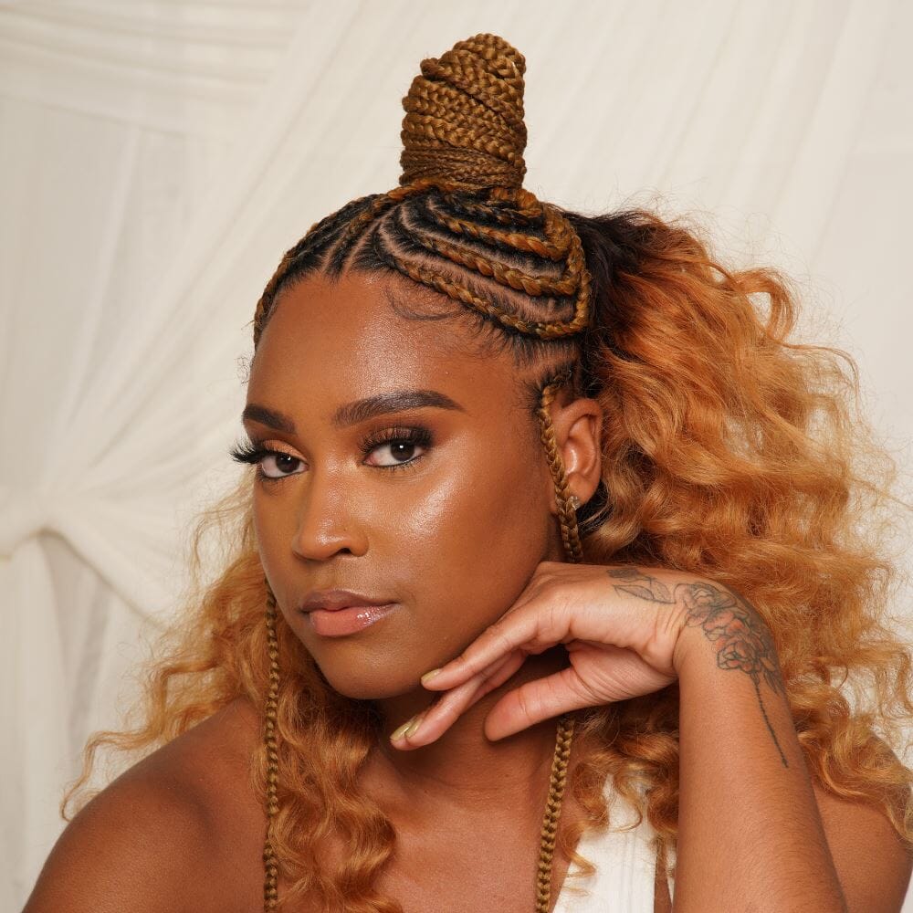 Braided Top Knot With Loose Curls Braided Top Knot With Loose Curls — Braiding Hair