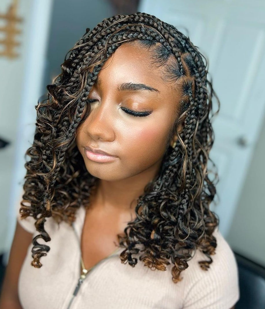 Braids and Loose Curls With Side-Swept Bangs Braids and Loose Curls With Side-Swept Bangs — Braiding Hair