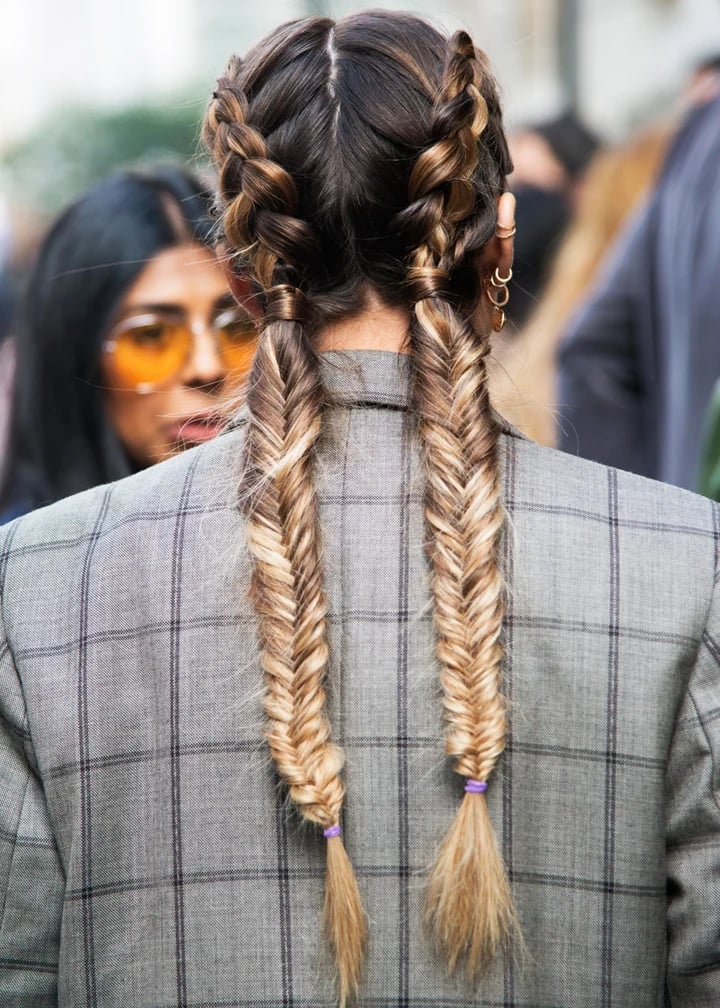 Two Fishtail Braids With Highlights Two Fishtail Braids With Highlights — Braiding Hair
