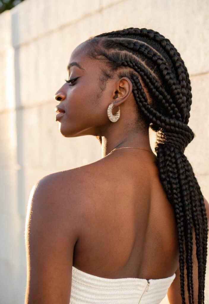 Collarbone Knotless Braids With Curly Ends — Braids for Black Women