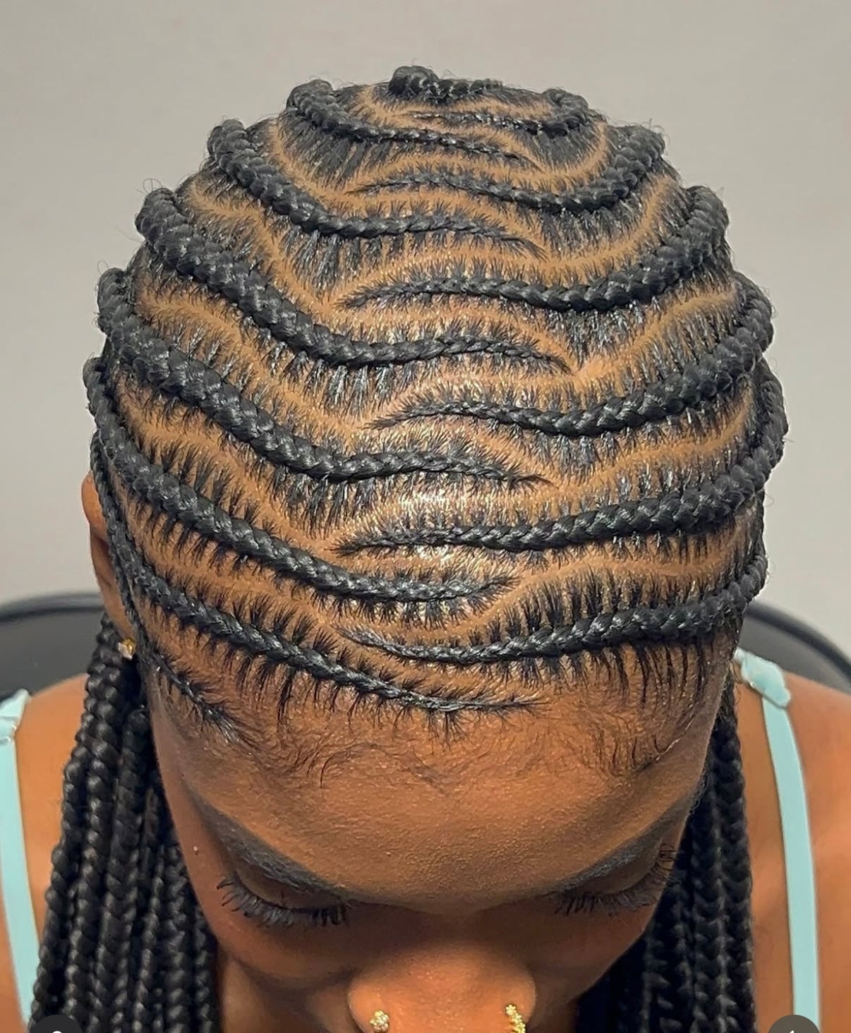 Mid-Back Cornrows in Chevron Pattern — Braids on Natural Hair