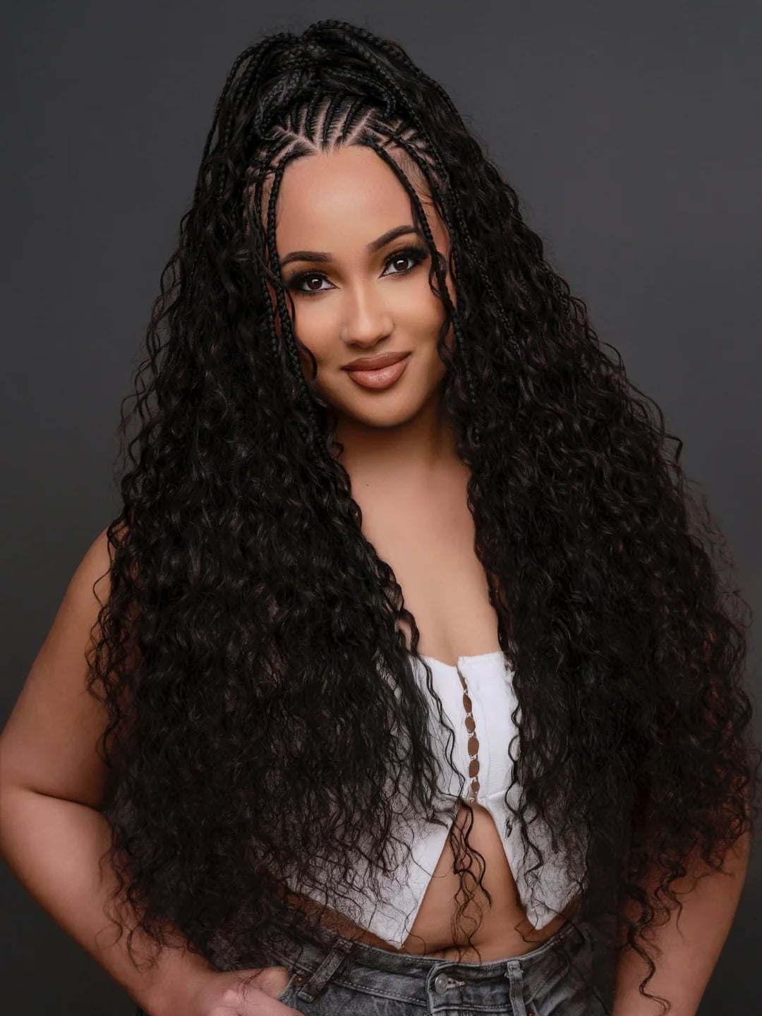 Mid-Back Braids with Long Loose Curls — Braids on Natural Hair