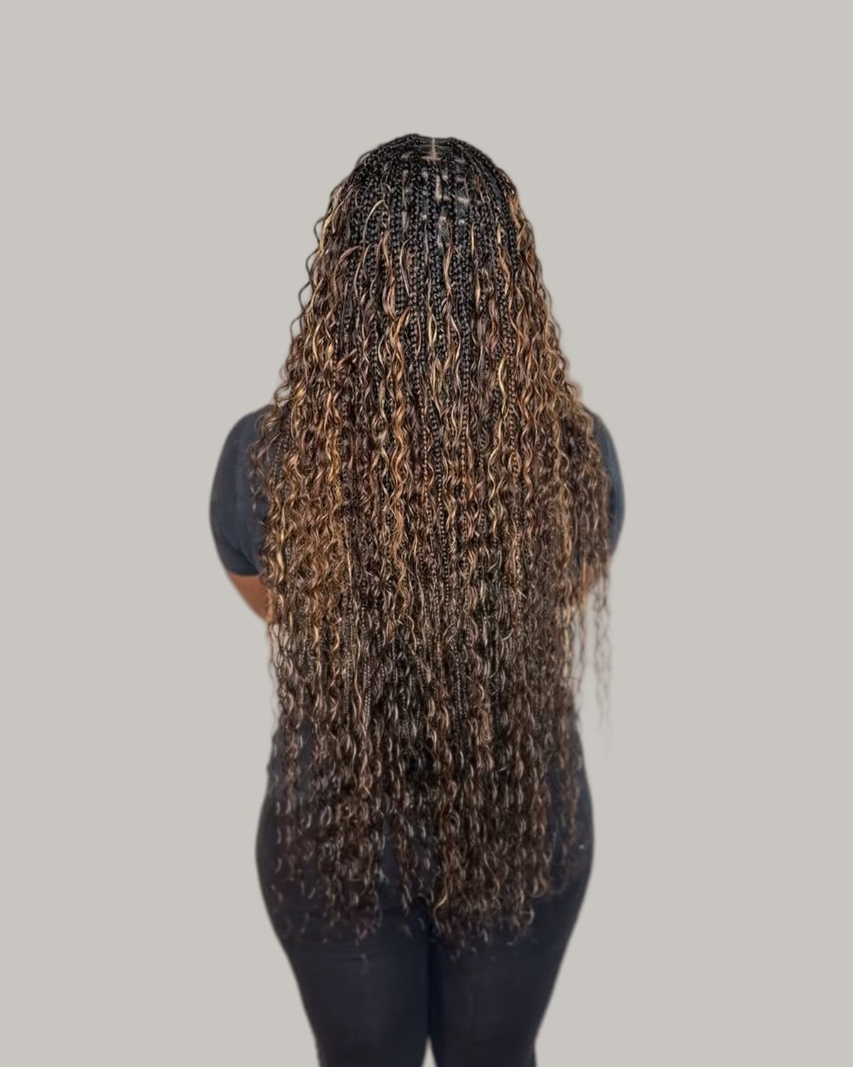 Mid-Back Box Braids with Curly Texture — Braids on Natural Hair