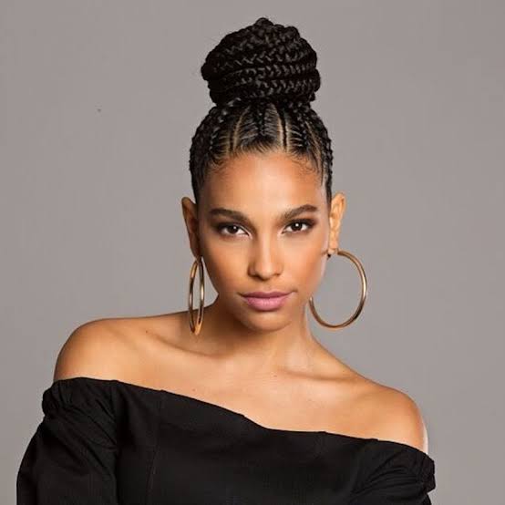 Thick Black Hair Cornrow Top Knot — Braids on Top