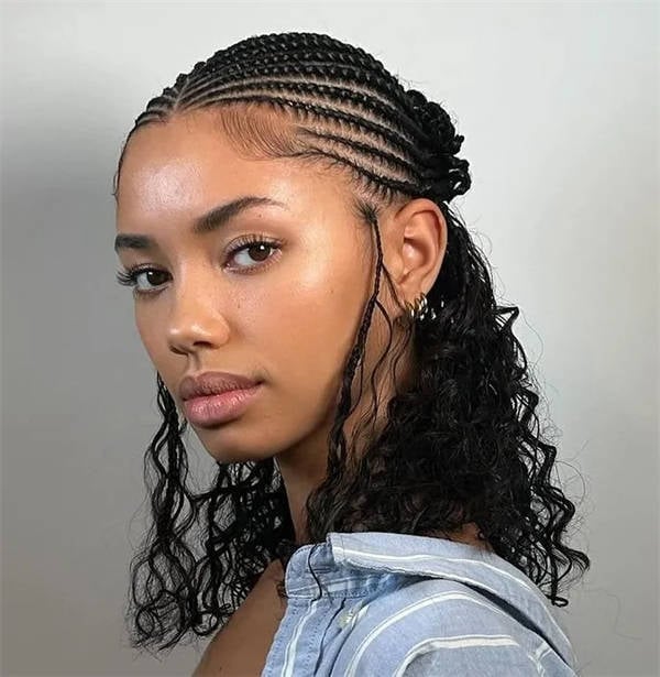 Black Braids With Loose Curly Ends — Braids on Top