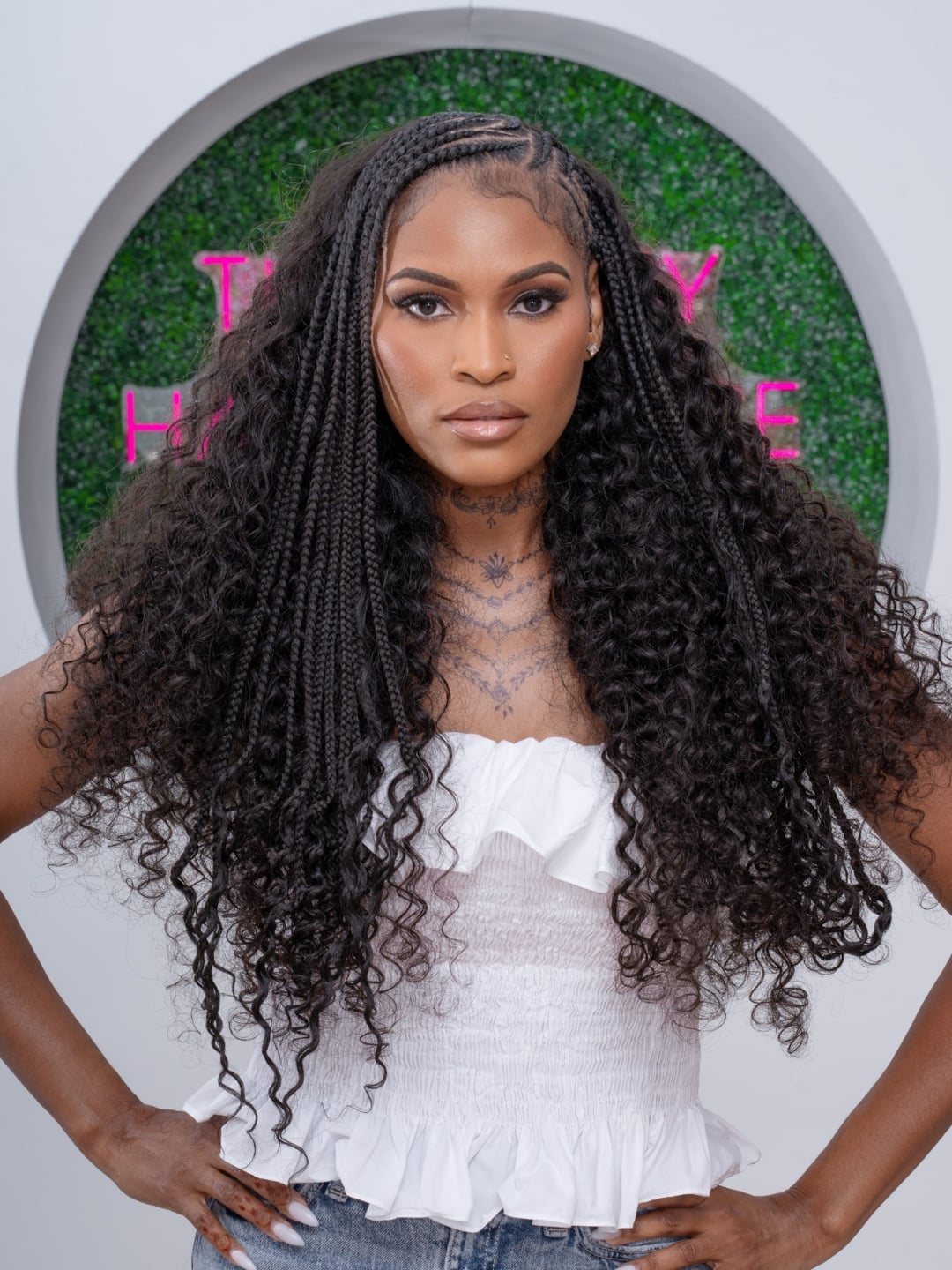 Black Boho Braids With Loose Strands — Braids on Top