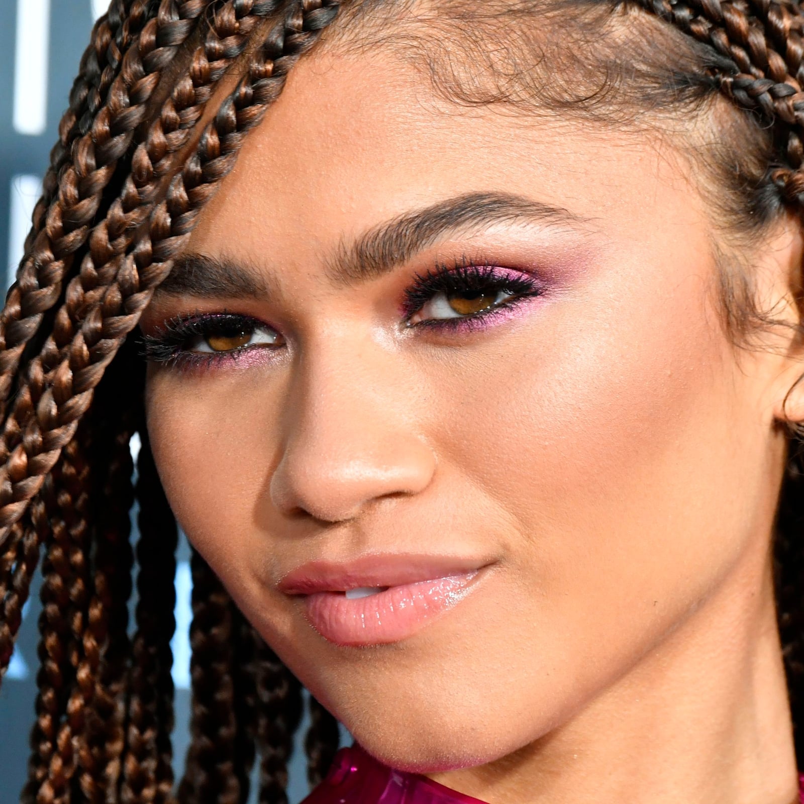Brown Box Braids With Blonde Highlights, Mid-Back — Braids on Top