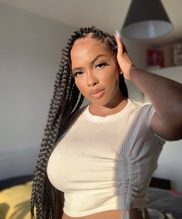 Shoulder-Length Neat Black Box Braids — Braids on Top