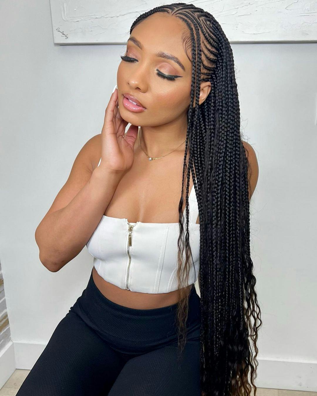 Fine Black Fulani Braids With Wavy Ends — Braids on Top