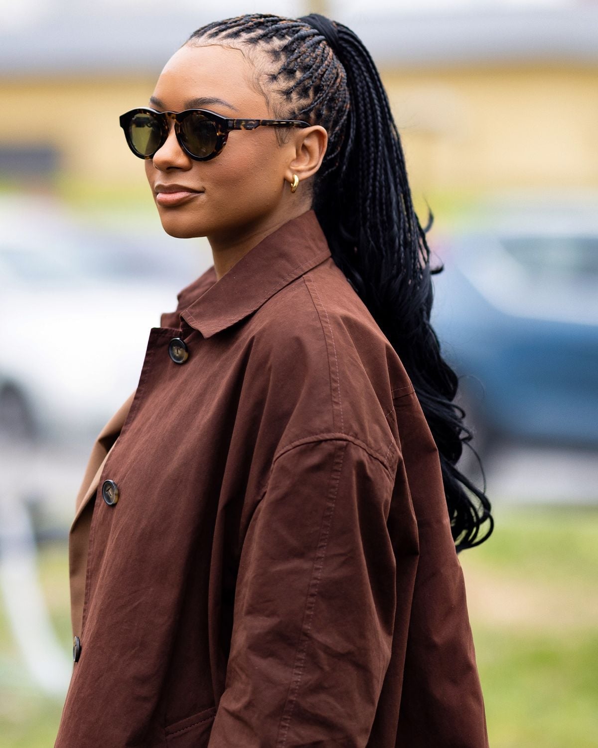 Mid-Back Coily Ponytail With Braided Details — Braids on Top